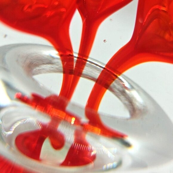 Paperweight Dancing Flamingo Sommerso Art Glass 9"x6" Clear and Red 8 lb - Picture 14 of 16